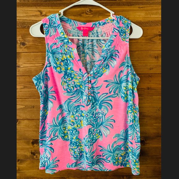 Lilly Pulitzer Tops - Lilly Pulitzer Essie Tank Pelican Pink Beat The Heat size S